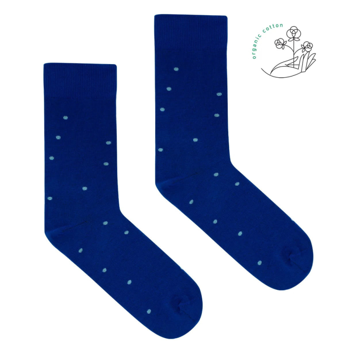 Cornflower socks with sky blue dots