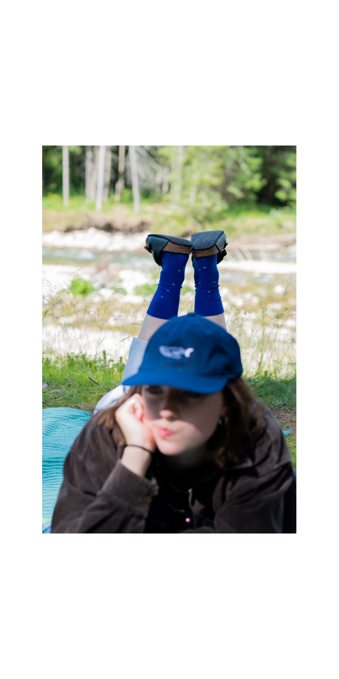 Cornflower socks with sky blue dots