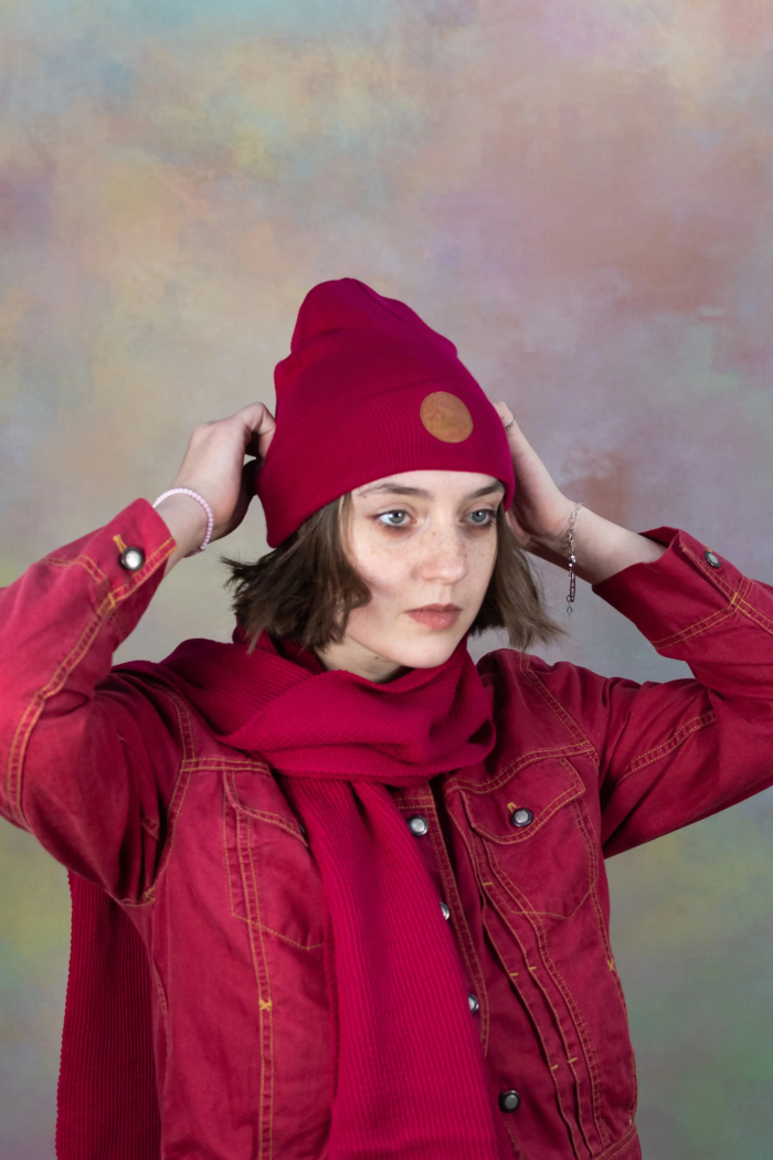 Classic scarf raspberry red