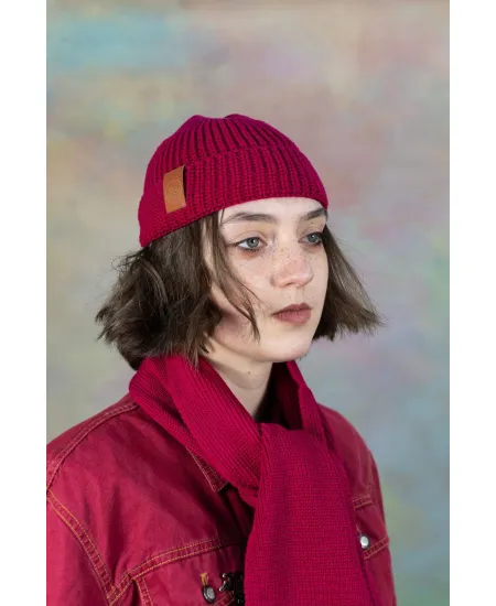 Classic scarf raspberry red