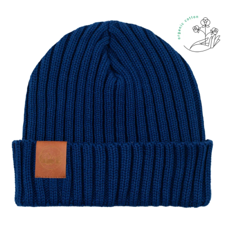 Inky blue organic cotton alkatraz beanie