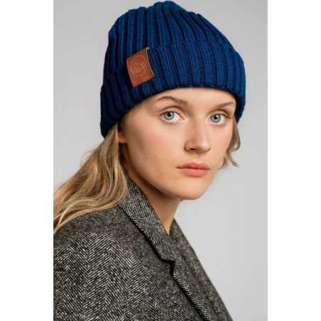 Inky blue organic cotton alkatraz beanie