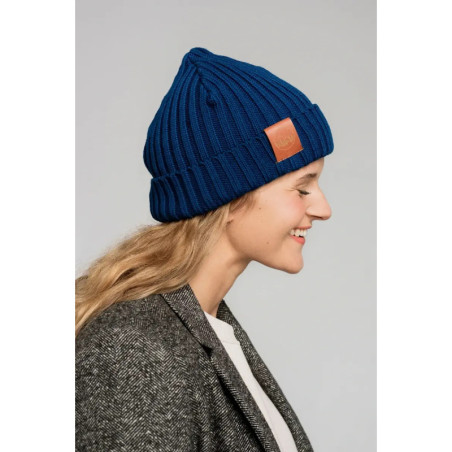Inky blue organic cotton alkatraz beanie