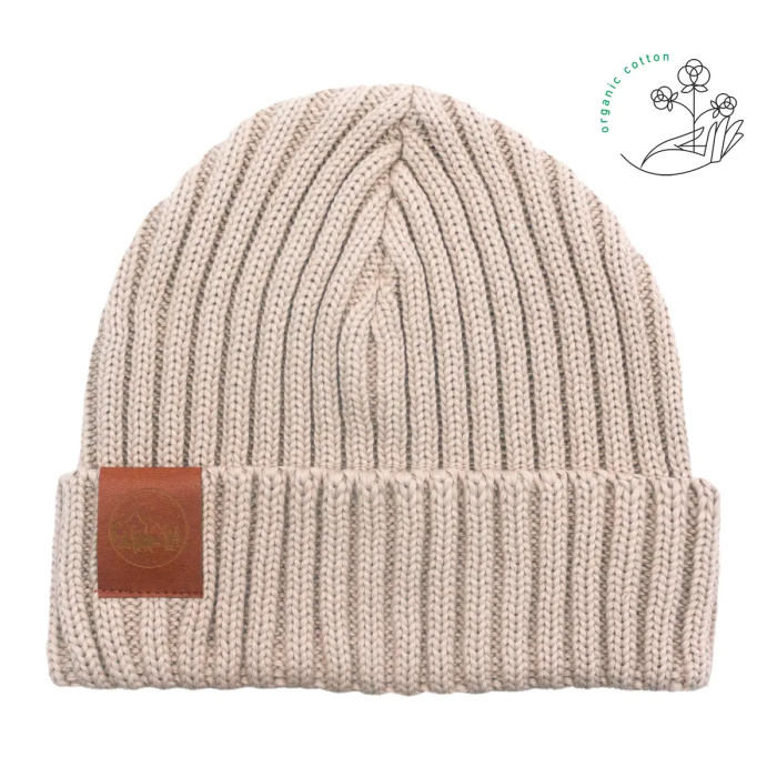 Beige organic cotton alkatraz beanie