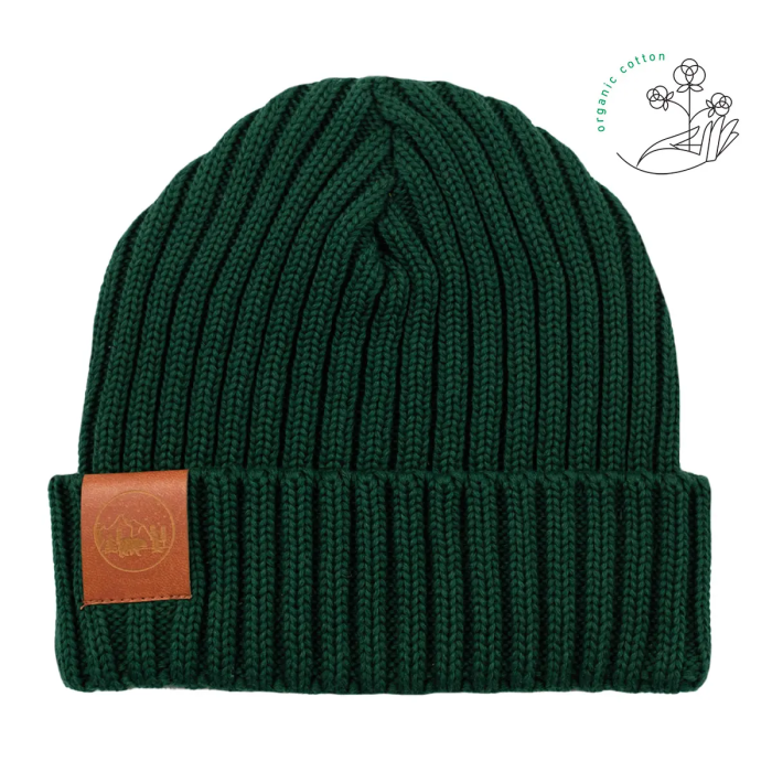 Bottle green organic cotton alkatraz beanie