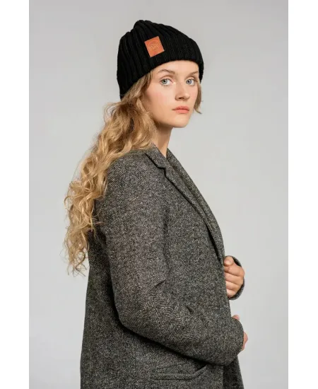 Black organic cotton alkatraz beanie