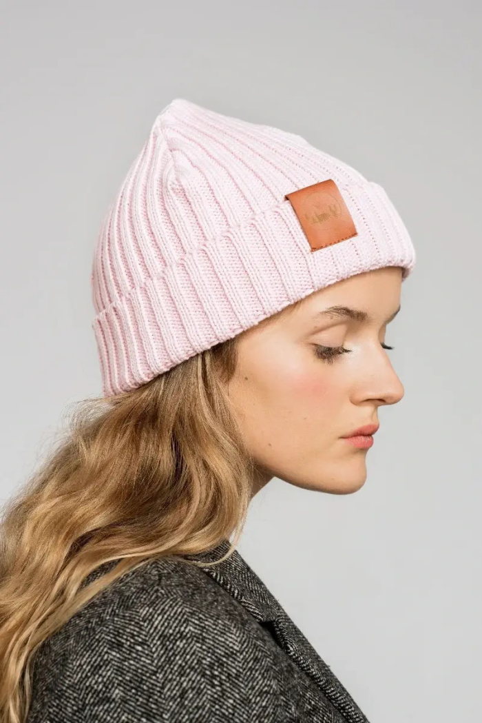 Light pink organic cotton alkatraz beanie