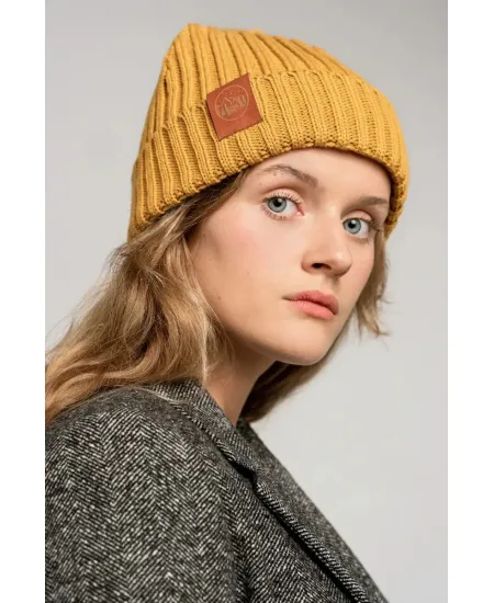 Mustard organic cotton alkatraz beanie