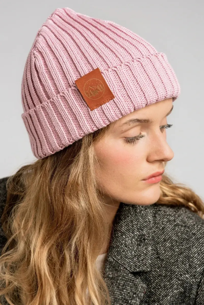 Powder pink organic cotton alkatraz beanie