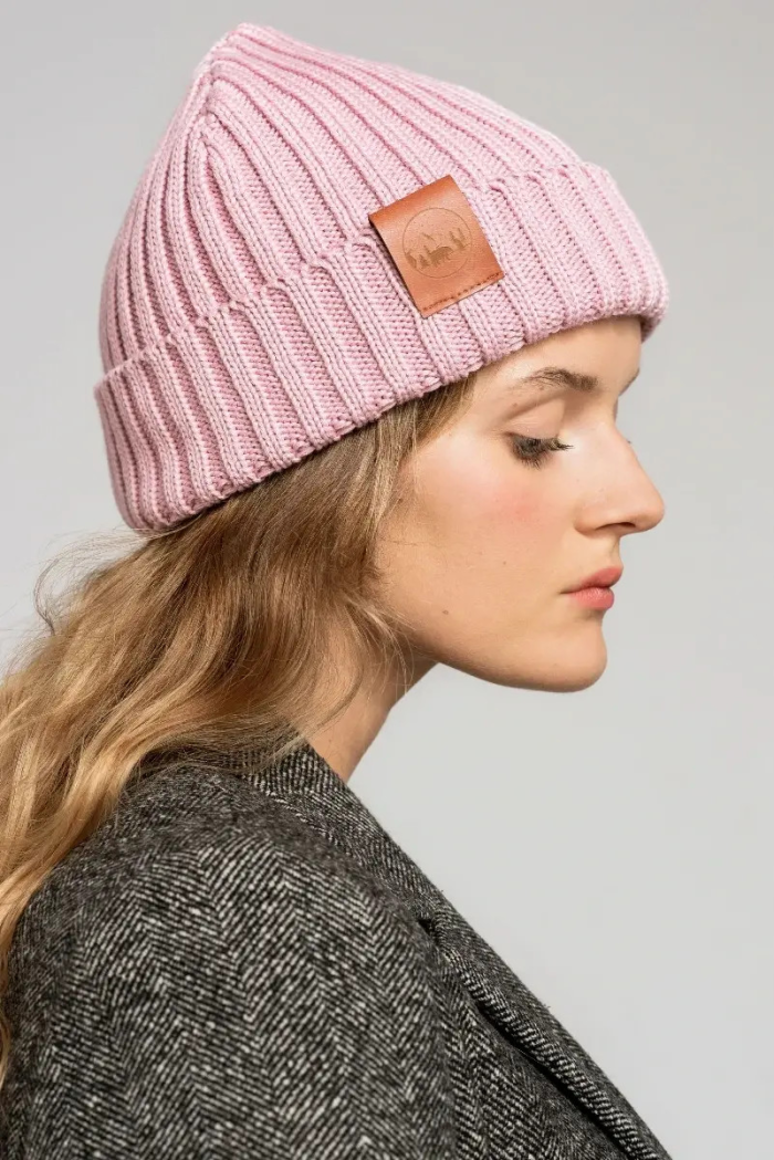 Powder pink organic cotton alkatraz beanie