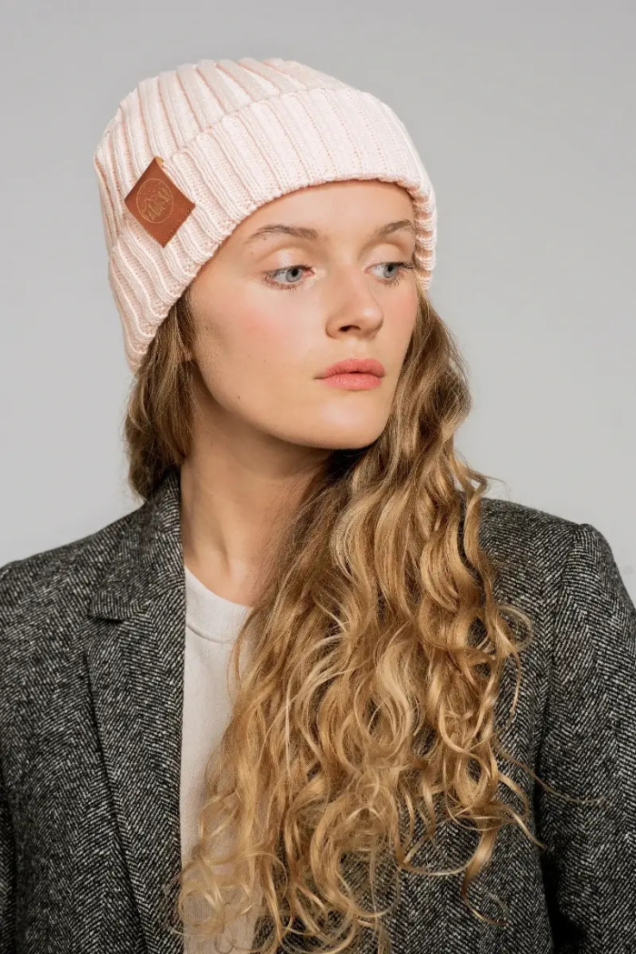 Rose cream organic cotton alkatraz beanie