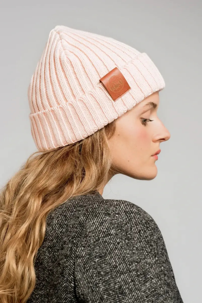 Rose cream organic cotton alkatraz beanie
