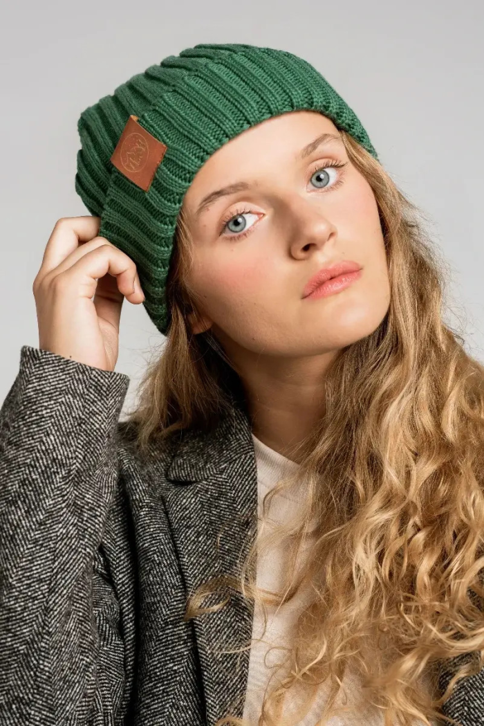 Sage green ogranic cotton alkatraz beanie