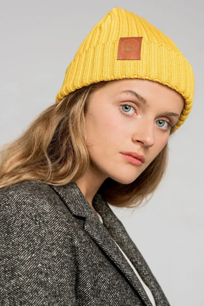 Yellow organic cotton alkatraz beanie
