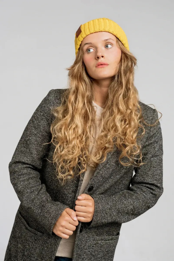 Yellow organic cotton alkatraz beanie