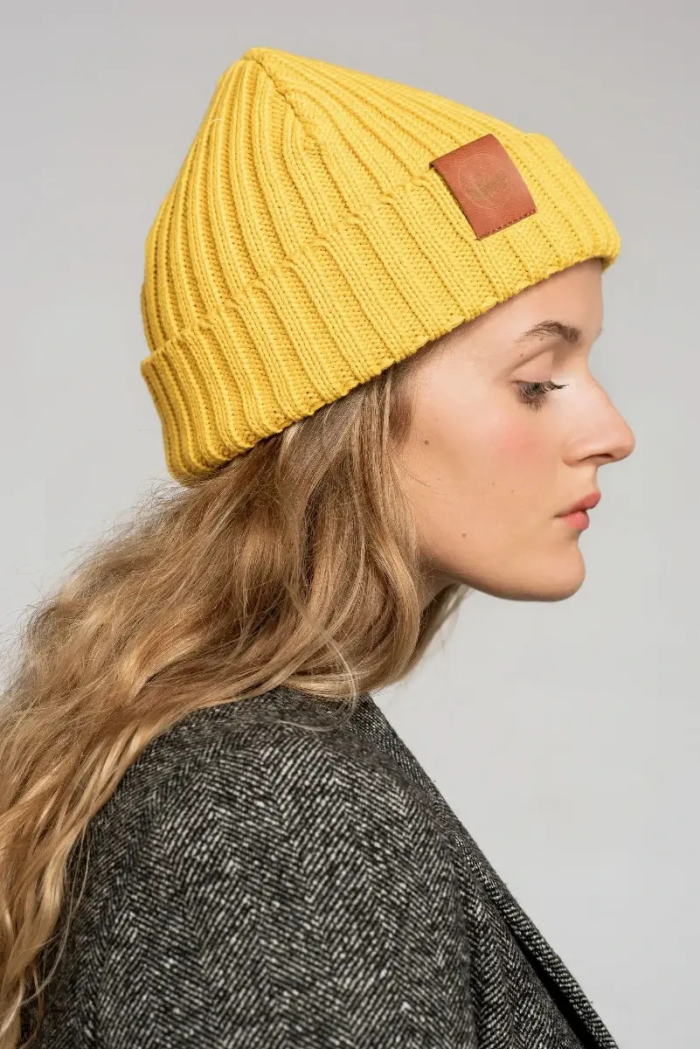Yellow organic cotton alkatraz beanie