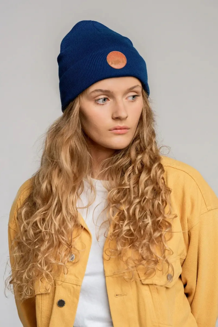 Inky blue organic cotton classic beanie