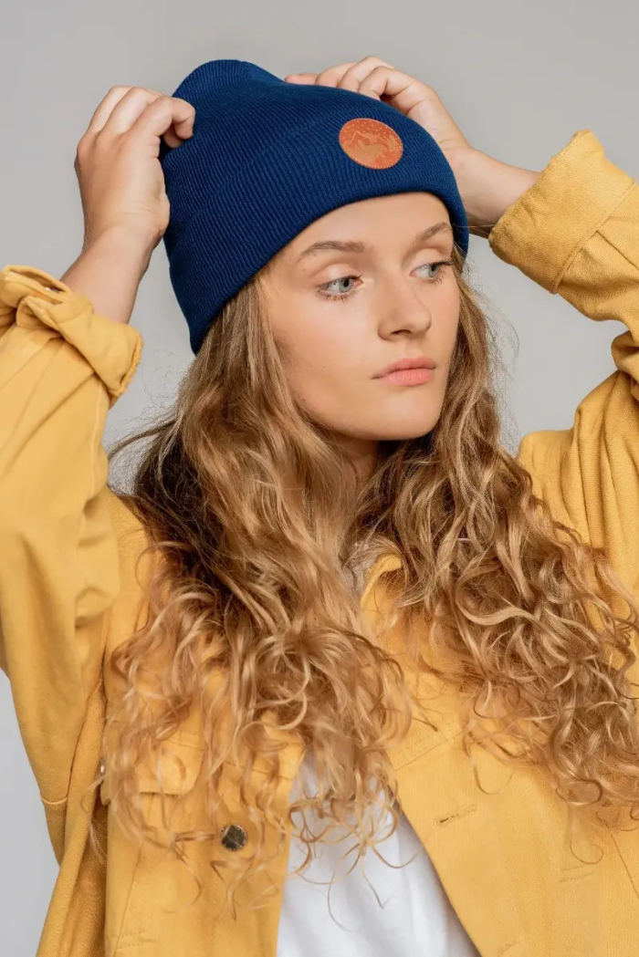 Inky blue organic cotton classic beanie