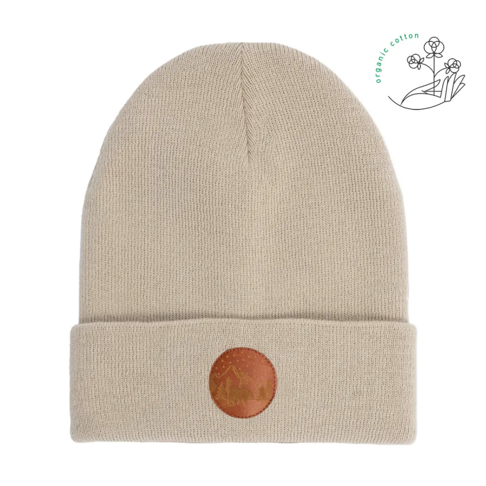 Czapka beanie z bawełny organicznej beżowa