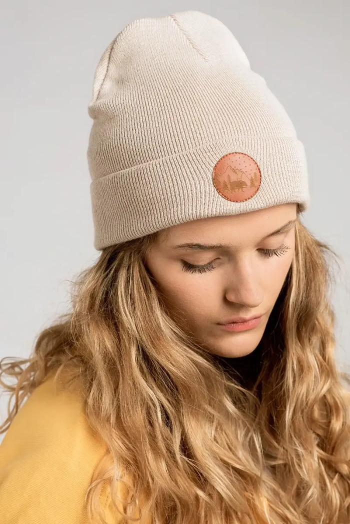 Czapka beanie z bawełny organicznej beżowa