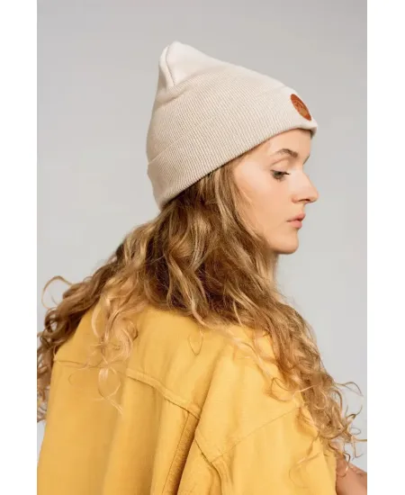 Beige organic cotton classic beanie