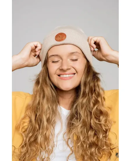 Beige organic cotton classic beanie