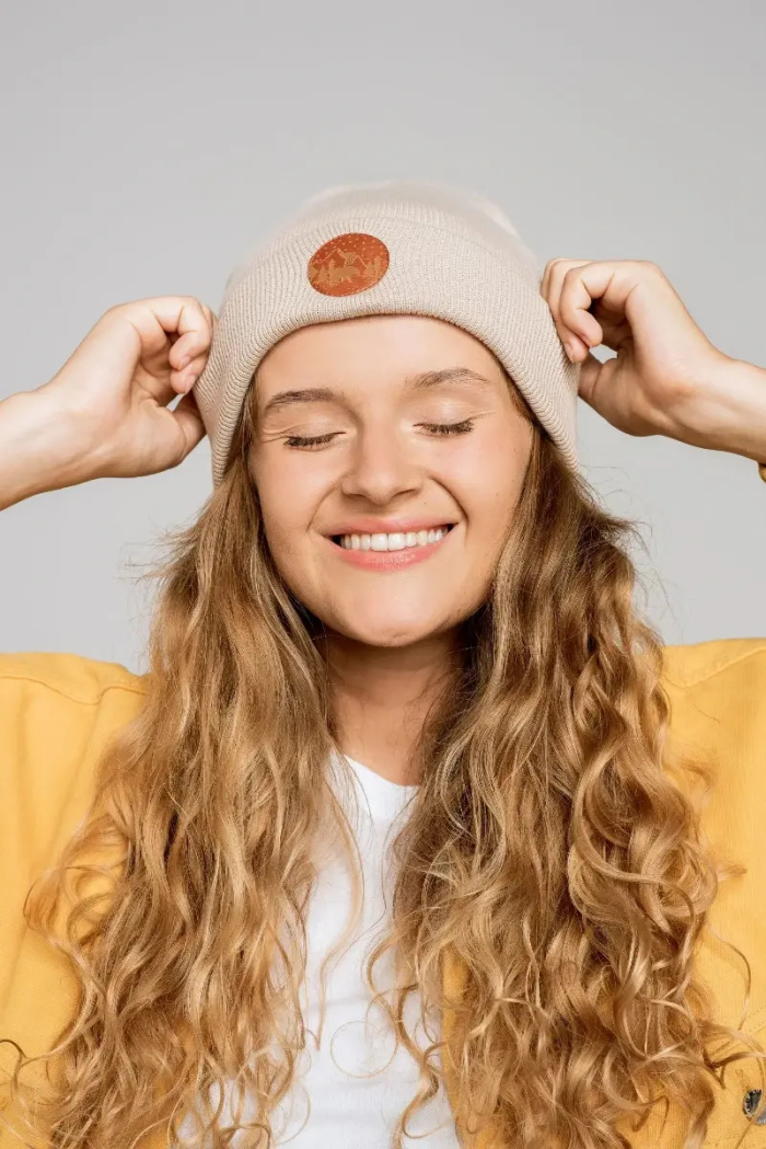 Czapka beanie z bawełny organicznej beżowa