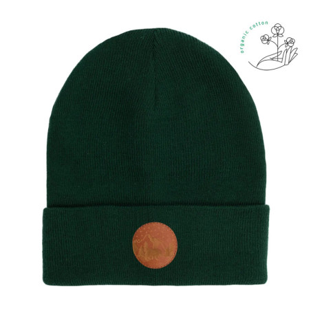 Czapka beanie z bawełny organicznej butelkowa zieleń