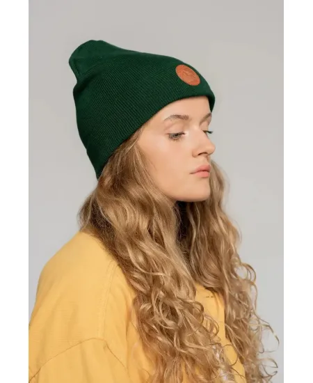 Czapka beanie z bawełny organicznej butelkowa zieleń