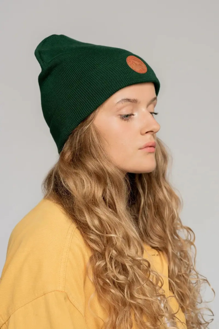 Bottle green organic cotton classic beanie