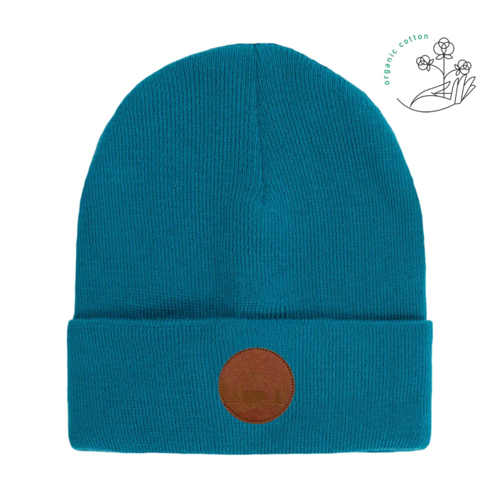 Czapka beanie z bawełny organicznej ciemny turkus