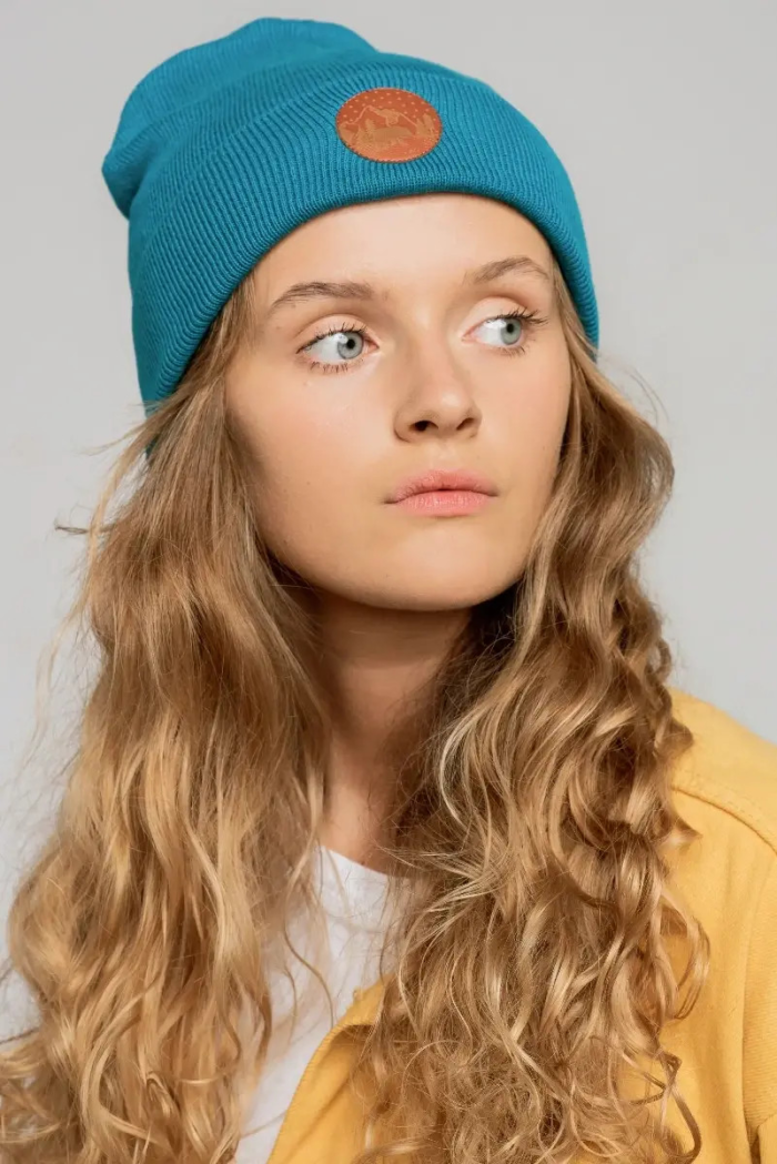 Czapka beanie z bawełny organicznej ciemny turkus