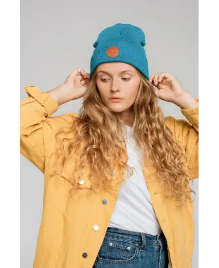 Czapka beanie z bawełny organicznej ciemny turkus