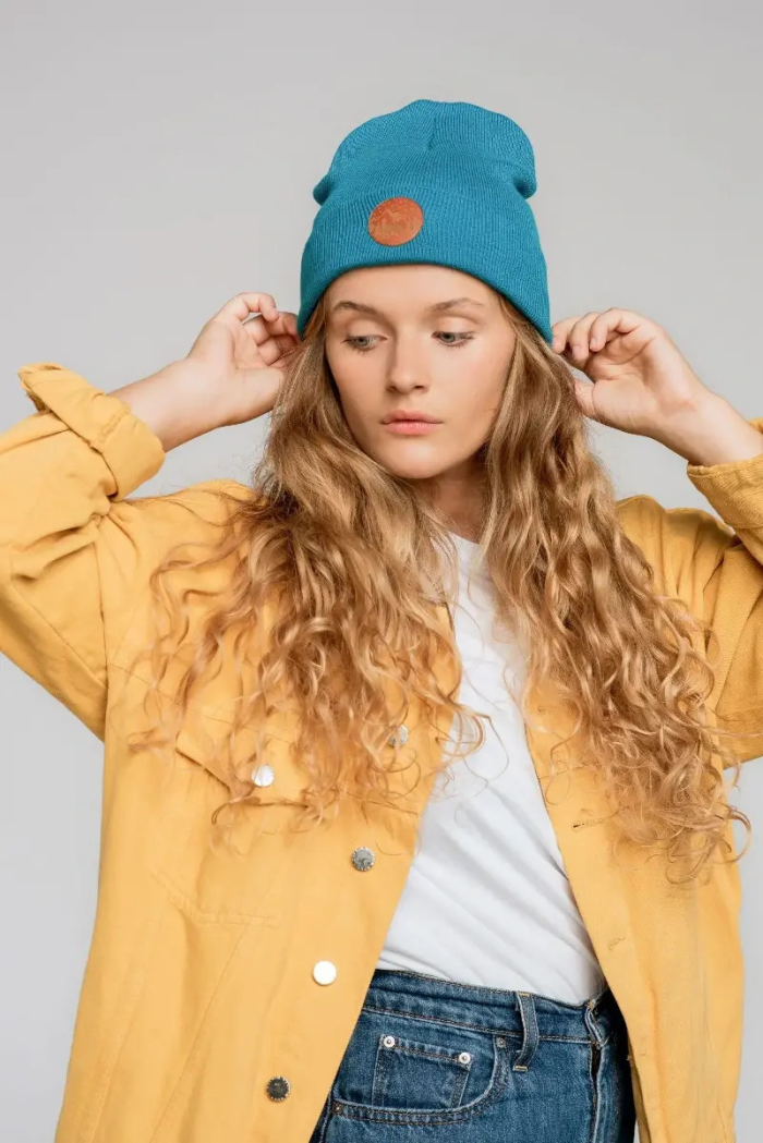 Czapka beanie z bawełny organicznej ciemny turkus