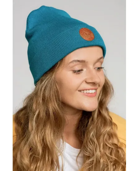 Czapka beanie z bawełny organicznej ciemny turkus