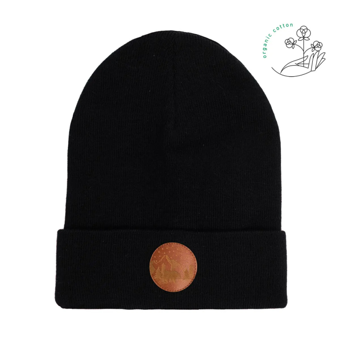 Black organic cotton classic beanie