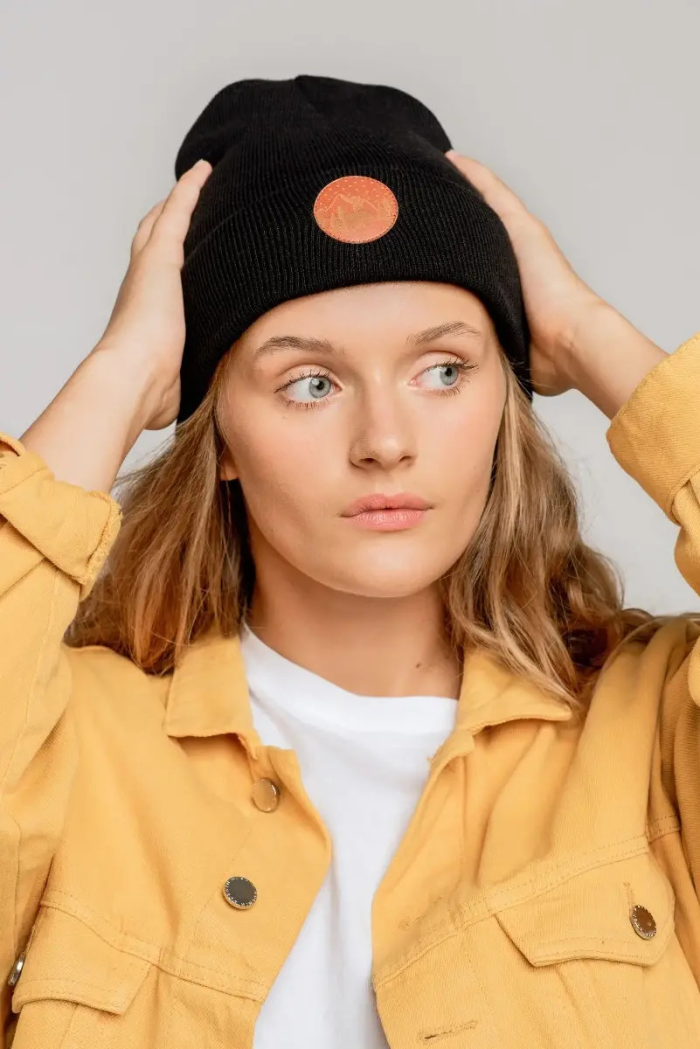 Black organic cotton classic beanie