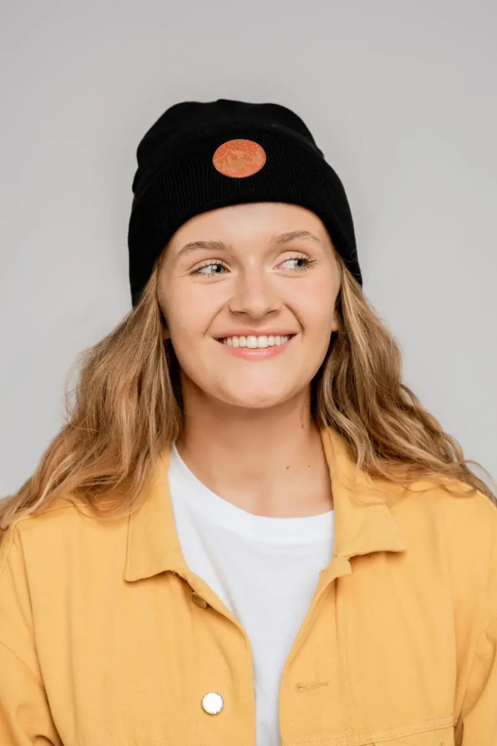 Black organic cotton classic beanie