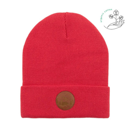 Czapka beanie z bawełny organicznej czerwony tulipan