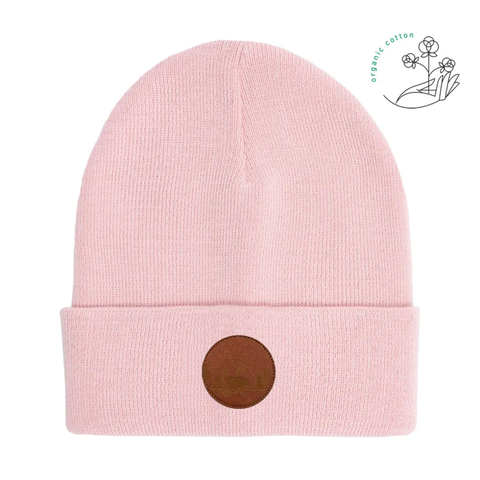 Czapka beanie z bawełny organicznej jasny róż