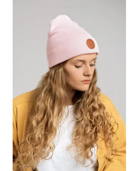 Czapka beanie z bawełny organicznej jasny róż