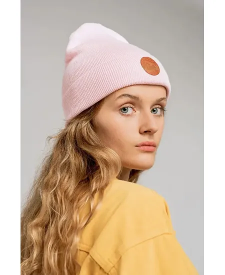 Czapka beanie z bawełny organicznej jasny róż
