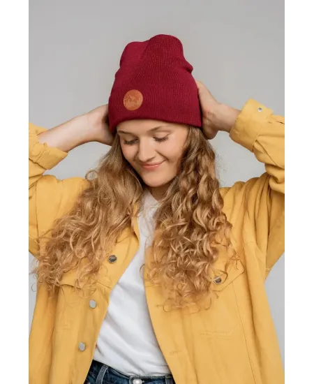 Czapka beanie z bawełny organicznej karminowa