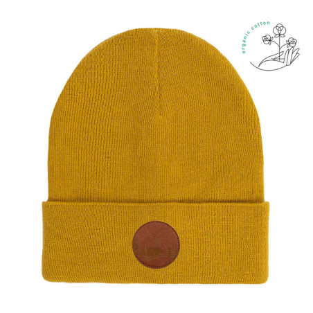 Czapka beanie z bawełny organicznej musztardowa