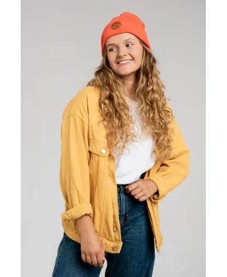 Czapka beanie z bawełny organicznej pomarańczowa