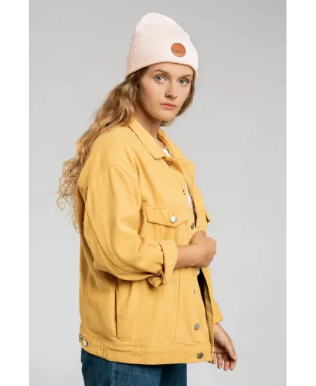 Czapka beanie z bawełny organicznej różany krem