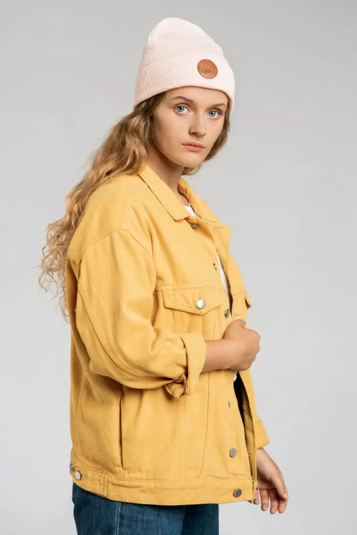 Czapka beanie z bawełny organicznej różany krem