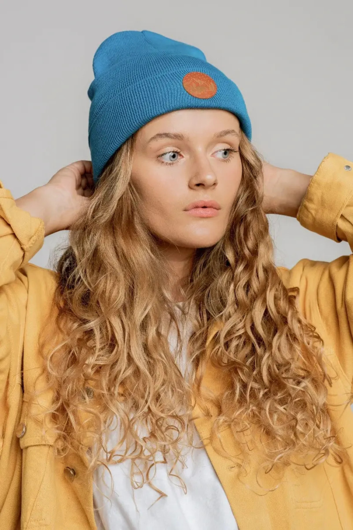 Czapka beanie z bawełny organicznej szafirowa