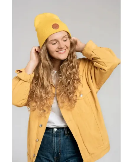 Czapka beanie z bawełny organicznej żółta