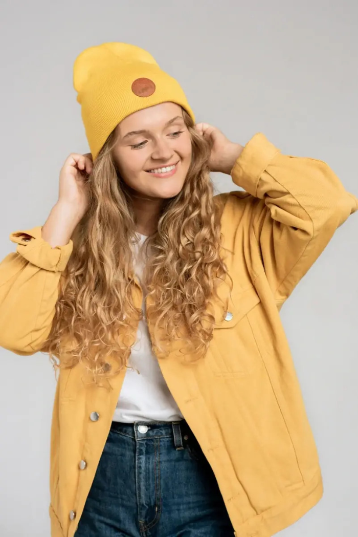 Czapka beanie z bawełny organicznej żółta